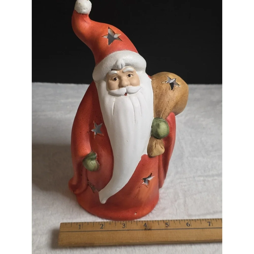 Ceramic Santa Claus Votive Candle Holder 9.5